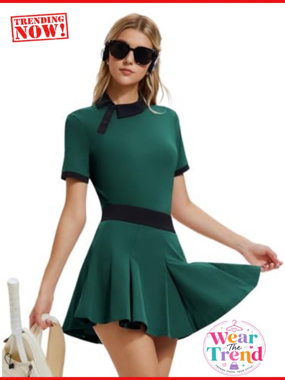 Women's 2 Piece Golf Skort Set Half Zip Polo Pleated Tennis Skirt with Pockets